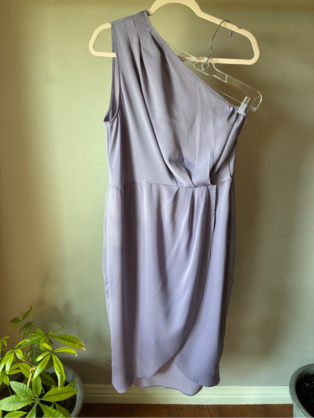 PrettyGarden Lavender One Shoulder Draped Midi Dress – Size XL